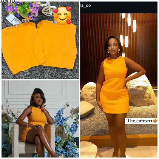 Bright Orange Sleeveless Bodycon Mini Dress