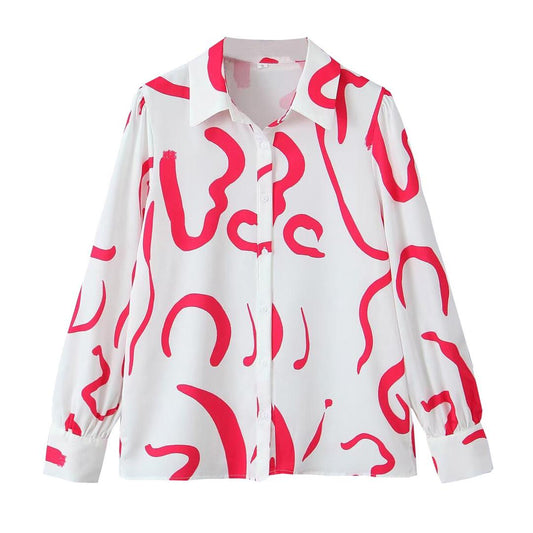 Bold Waves Abstract Print Button-Up Shirt