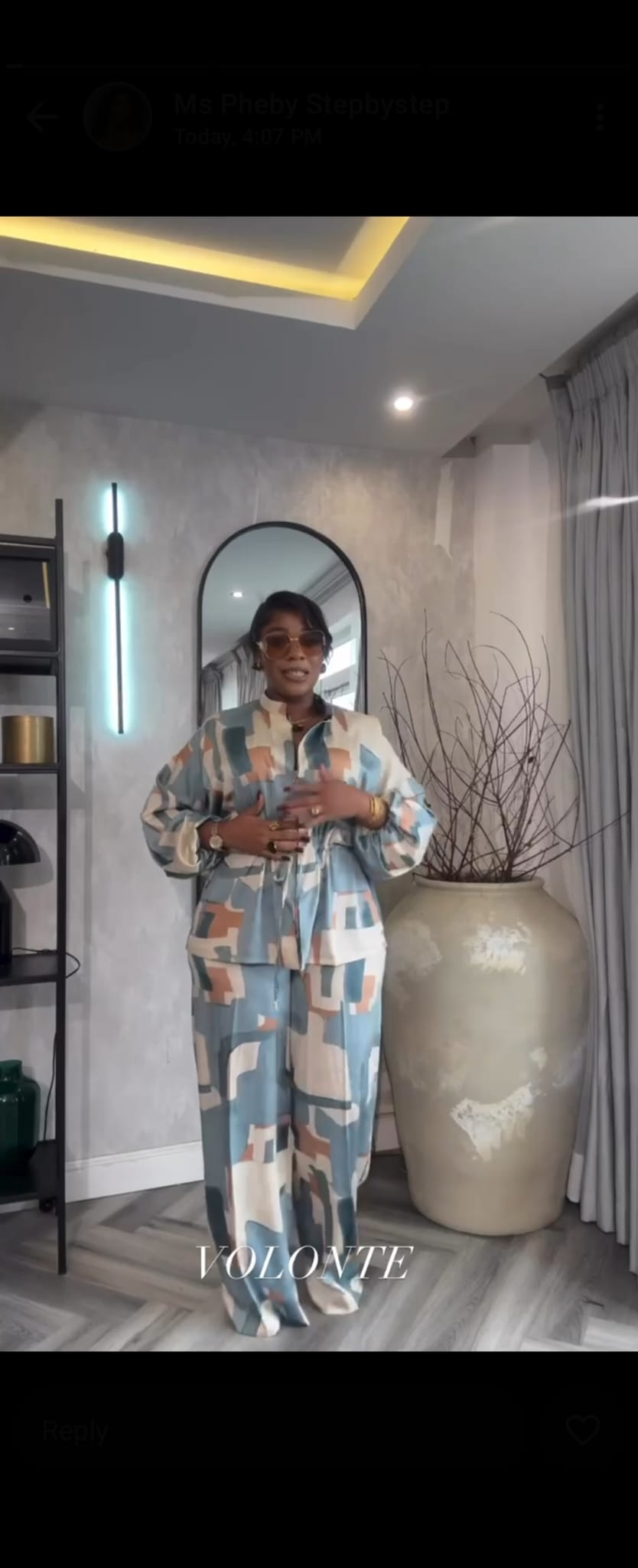 Abstract Print Co-Ord Set – Button-Up Top &amp; Wide-Leg Pants (2-Piece)