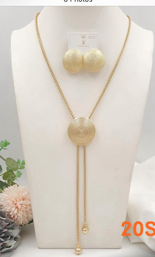Elegant Gold Plated Drop Necklace &amp; Earring Set