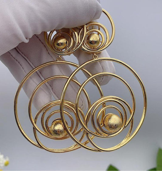 Bold Gold Plated Hoop Statement Earrings