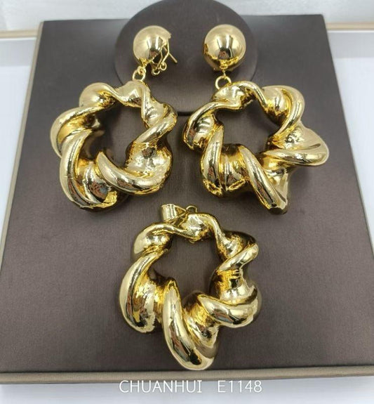 Chunky Twisted Gold Statement Earrings