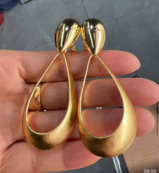 Gold Teardrop Statement Earrings