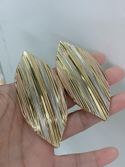 Leaf-Shaped Gold Statement Earrings